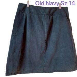 Old Navy Cotton Twill Straight Skirt Wide Waistband Back Covered Zipper Sz 14